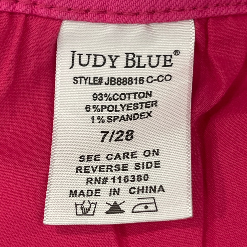 Judy Blue Magenta 90’s Straight Leg Jeans Raw Hem Size 7/28 Heart Pocket - Picture 12 of 16